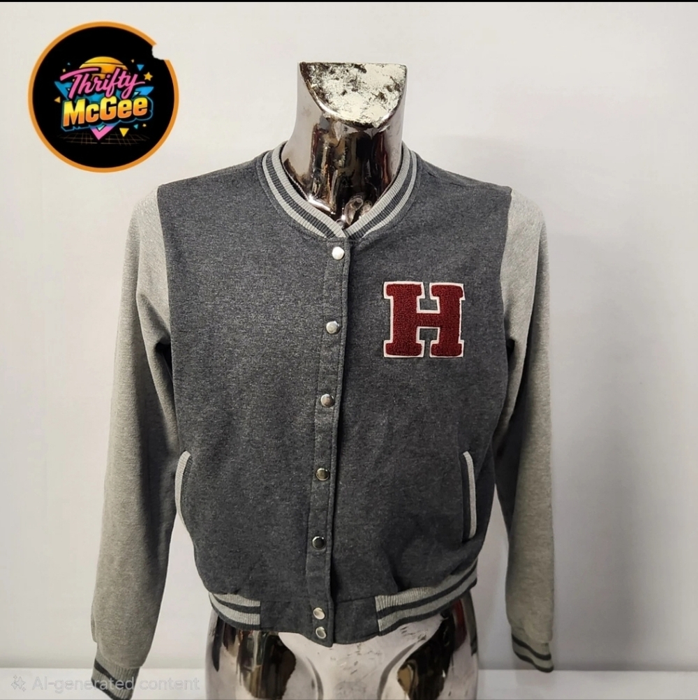 Ambiance Women’s/Junior Varsity Jacket Gray Snap Front Letterman Coat Xl